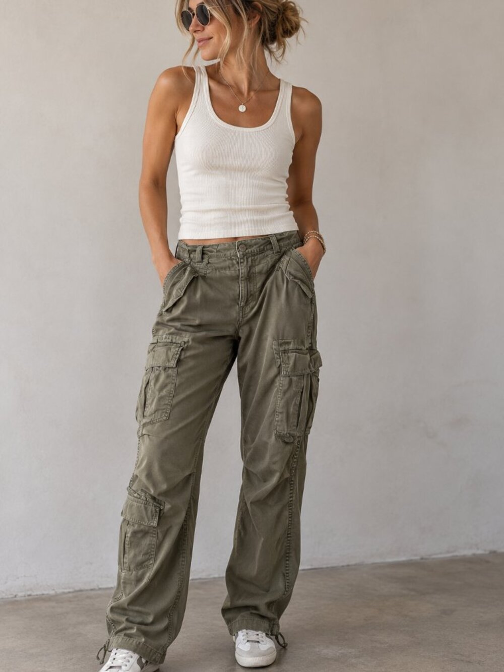 Abercrombie & Fitch Olive Green Cargo Pants Size 29 / 8 Long Y2K